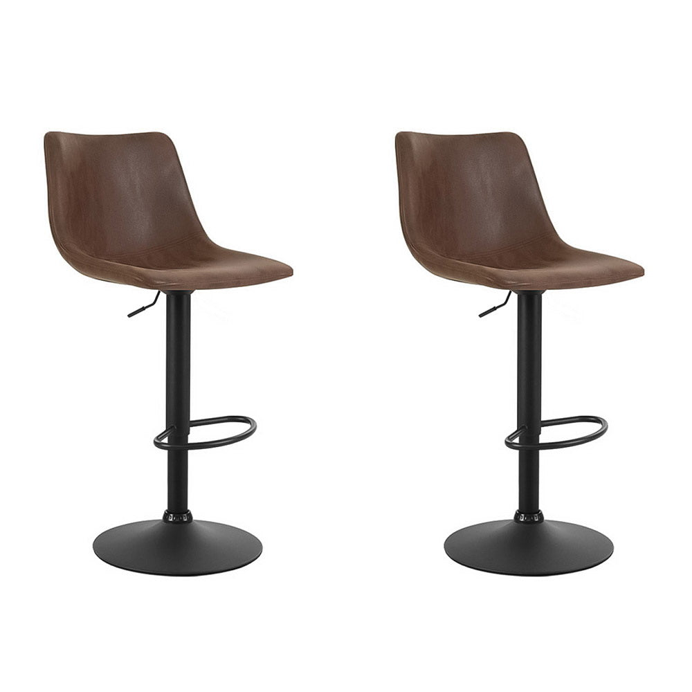 Artiss 2x Bar Stools Vintage Swivel Gas Lift Brown
