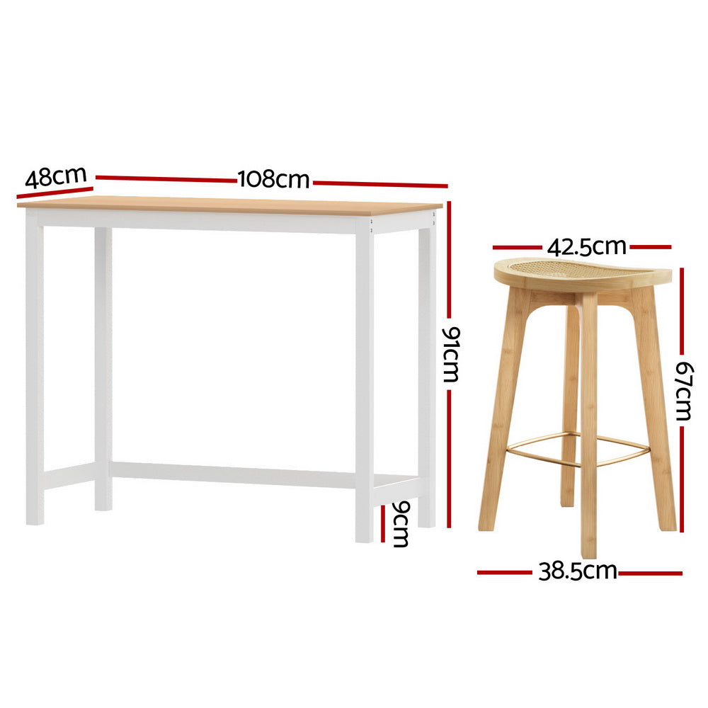 Artiss Bar Table and Stools Set Dining Desk Kitchen Chairs Cafe Pub