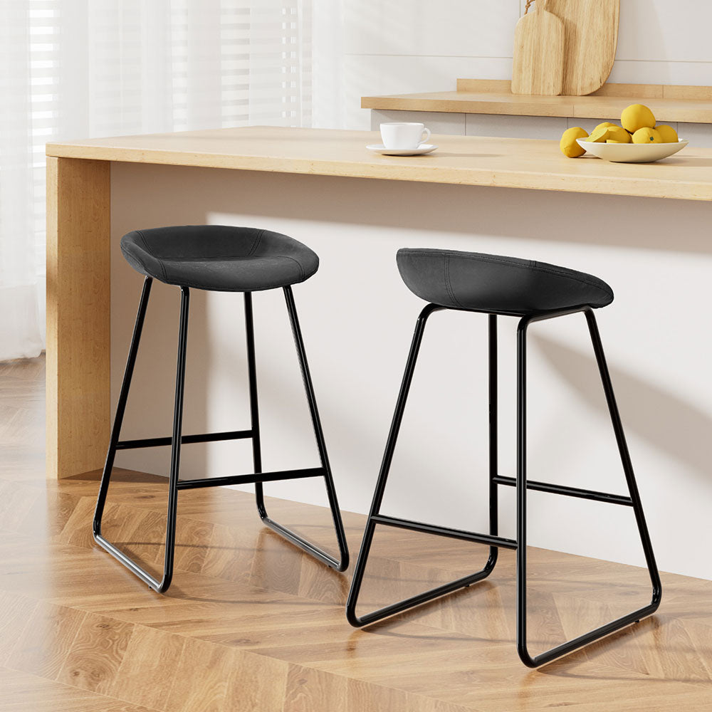 Artiss 2x Bar Stools Kitchen Dining Chairs Counter Stool PU Leather Metal