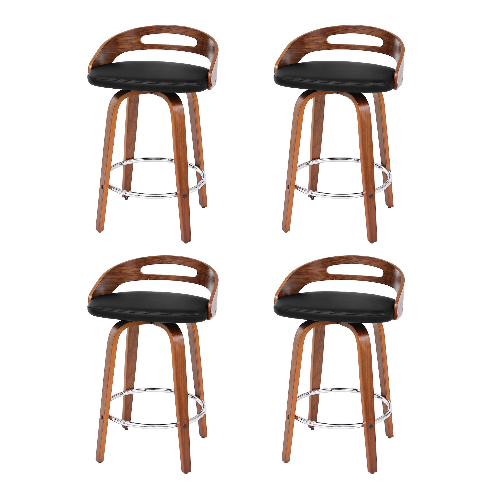 Artiss 4x Bar Stools Swivel Dining Chairs Low Back Counter Seat PU Cushion