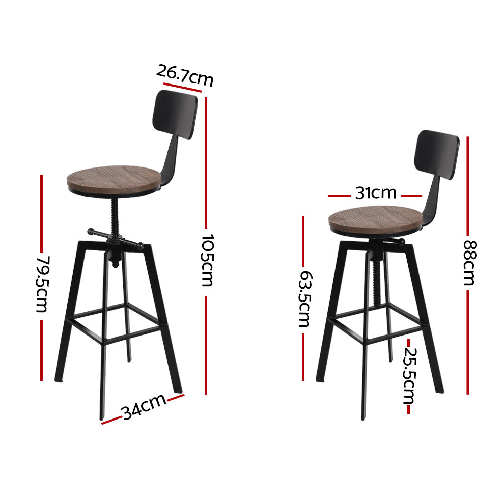 Artiss Bar Stools Kitchen Counter Chairs Vintage Metal Chairs x2