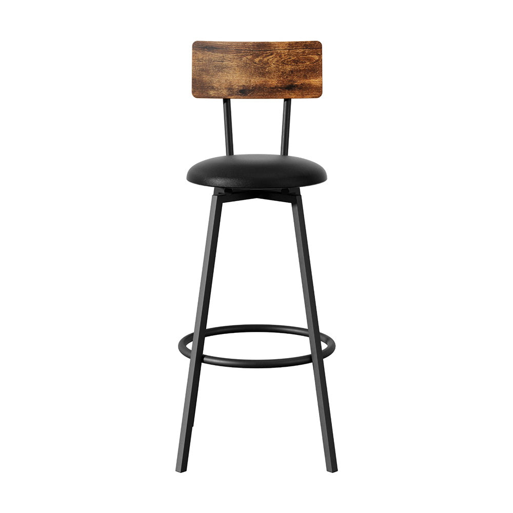 Artiss 2X Industrial Bar Stools Upholstered Counter Chairs Steel Frame Anti-Scratch