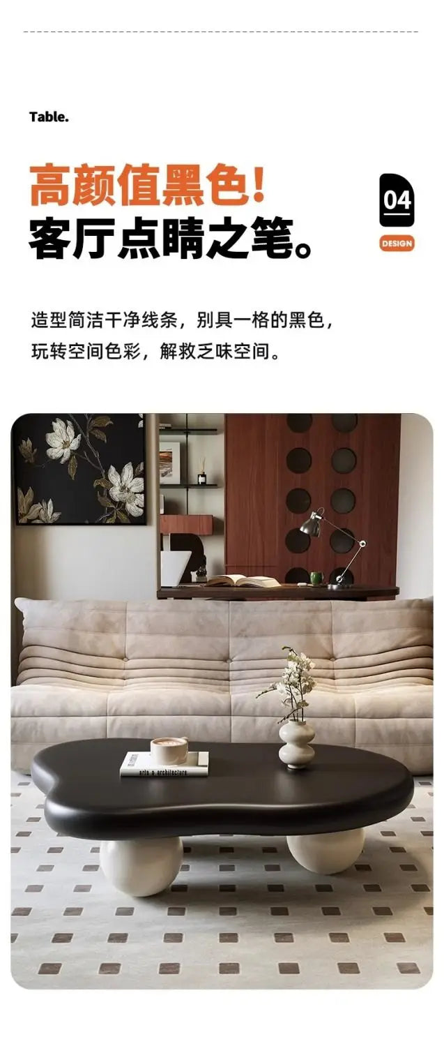 Cloud Coffee Table, Nordic Modern Living Room Accent, Compact Unique Design, Cream Wabi-Sabi Aesthetic