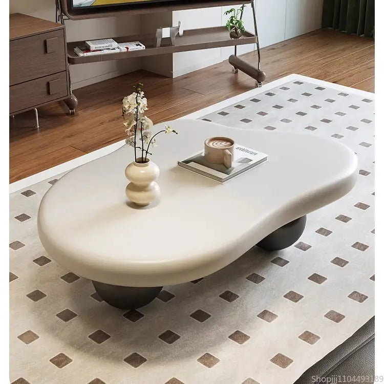 Cloud Coffee Table, Nordic Modern Living Room Accent, Compact Unique Design, Cream Wabi-Sabi Aesthetic