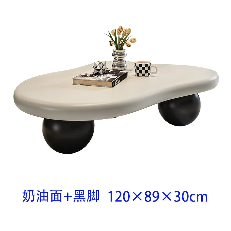 Cloud Coffee Table, Nordic Modern Living Room Accent, Compact Unique Design, Cream Wabi-Sabi Aesthetic