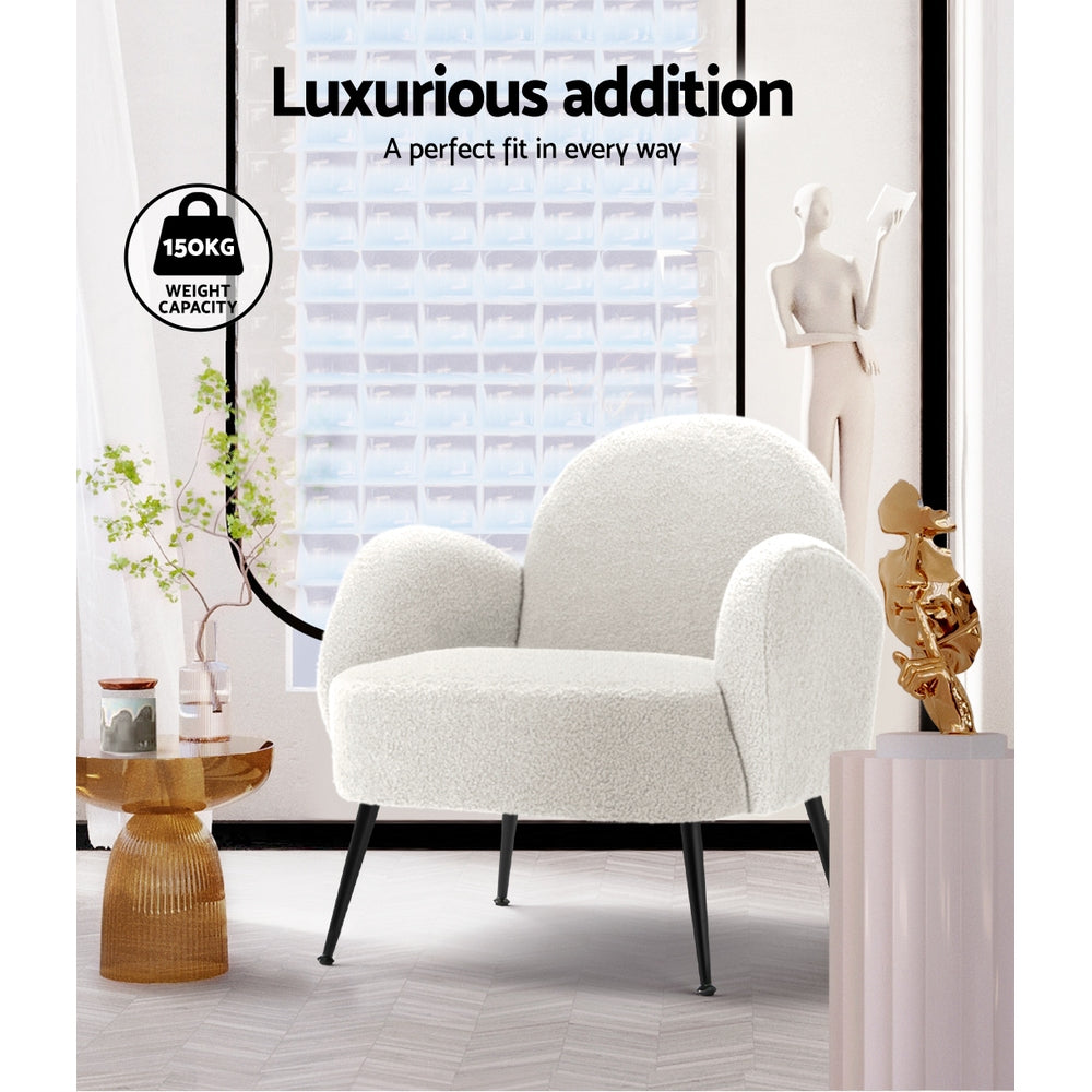 Artiss Armchair Boucle White Hanes