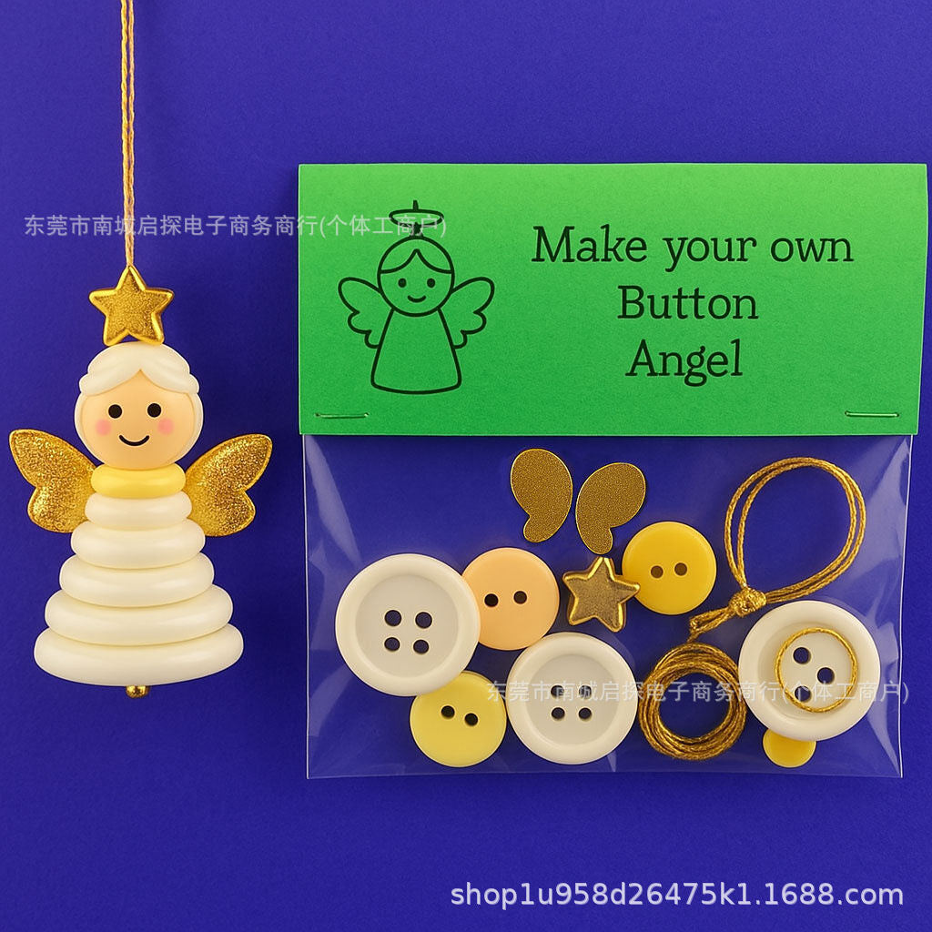 Christmas gift Christmas Button Ornament - Festive Santa Design Craft Kit (green Christmas tree)