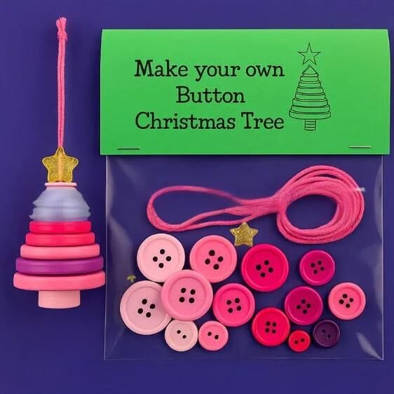 Christmas gift Christmas Button Ornament - Festive Santa Design Craft Kit (Snowman)
