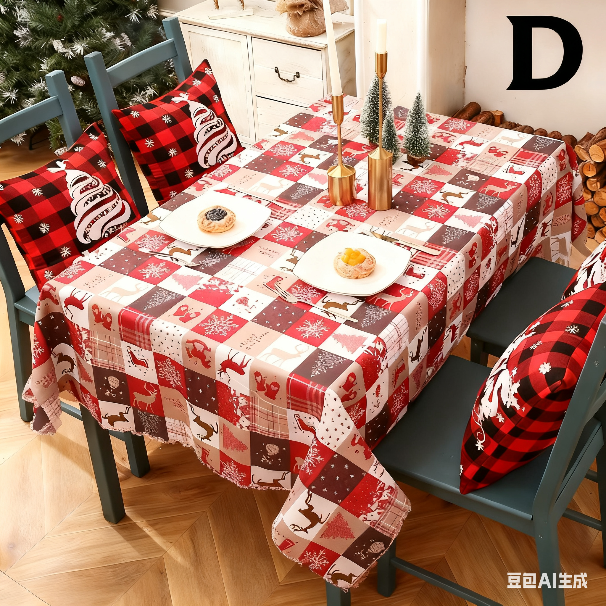 Christmas gift Christmas Tablecloth - Festive 180x150cm Table Cover for Holiday Dining & Home Decor(A)