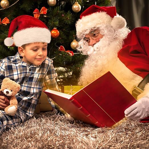 3Pack Christmas Santa Hats for Adults - Extra Thicken Velvet Santa Claus Hats for Women Men Fluffy Plush Xmas Hats Christmas Party Supplies New Year's Eve Party Hats for Adults Teenagers