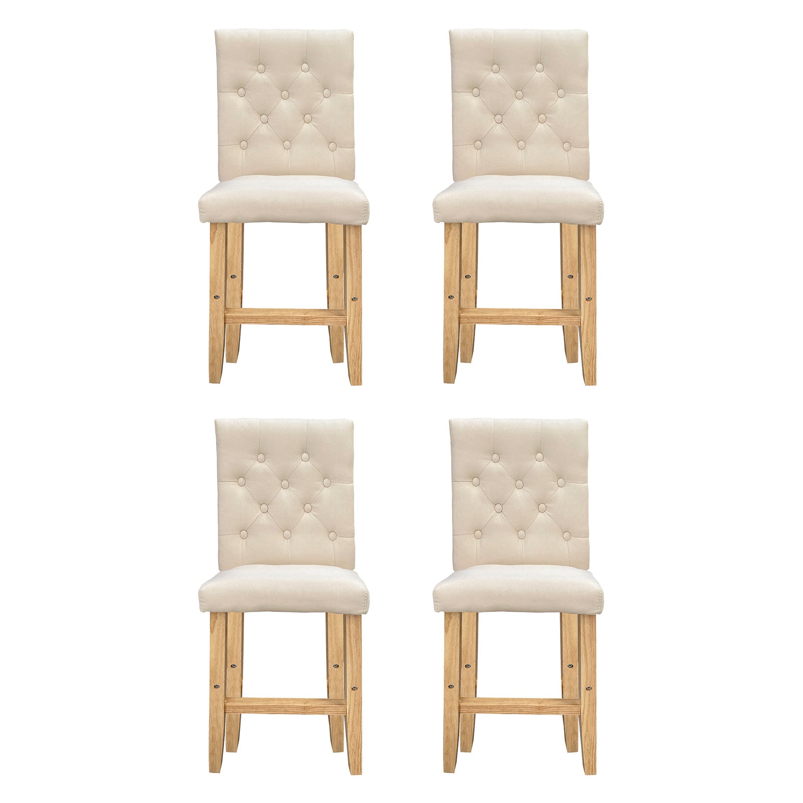 Milano Decor Hamptons Barstool Cream Chairs Kitchen Dining Chair Bar Stool - Four Pack - Cream