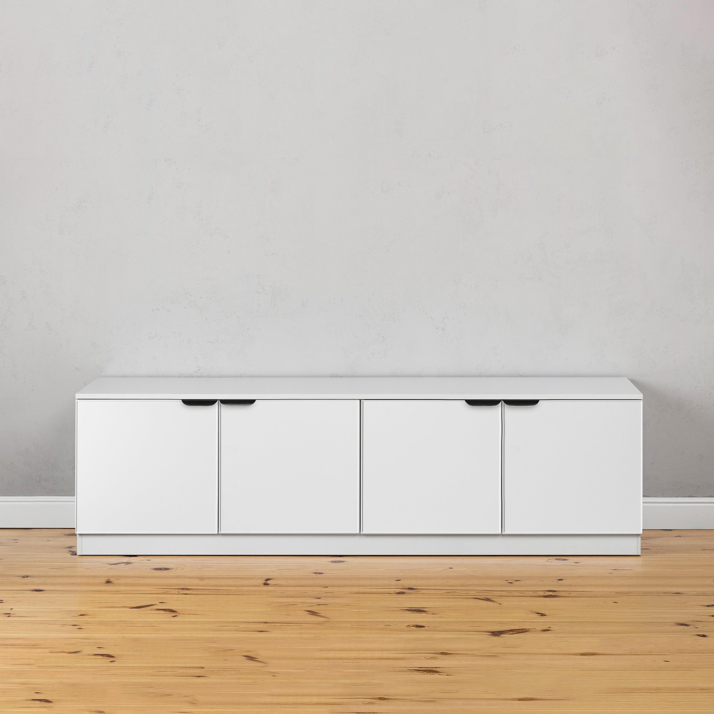 BUCHAREST TV UNIT- WHITE - SLIM - PULL BLACK