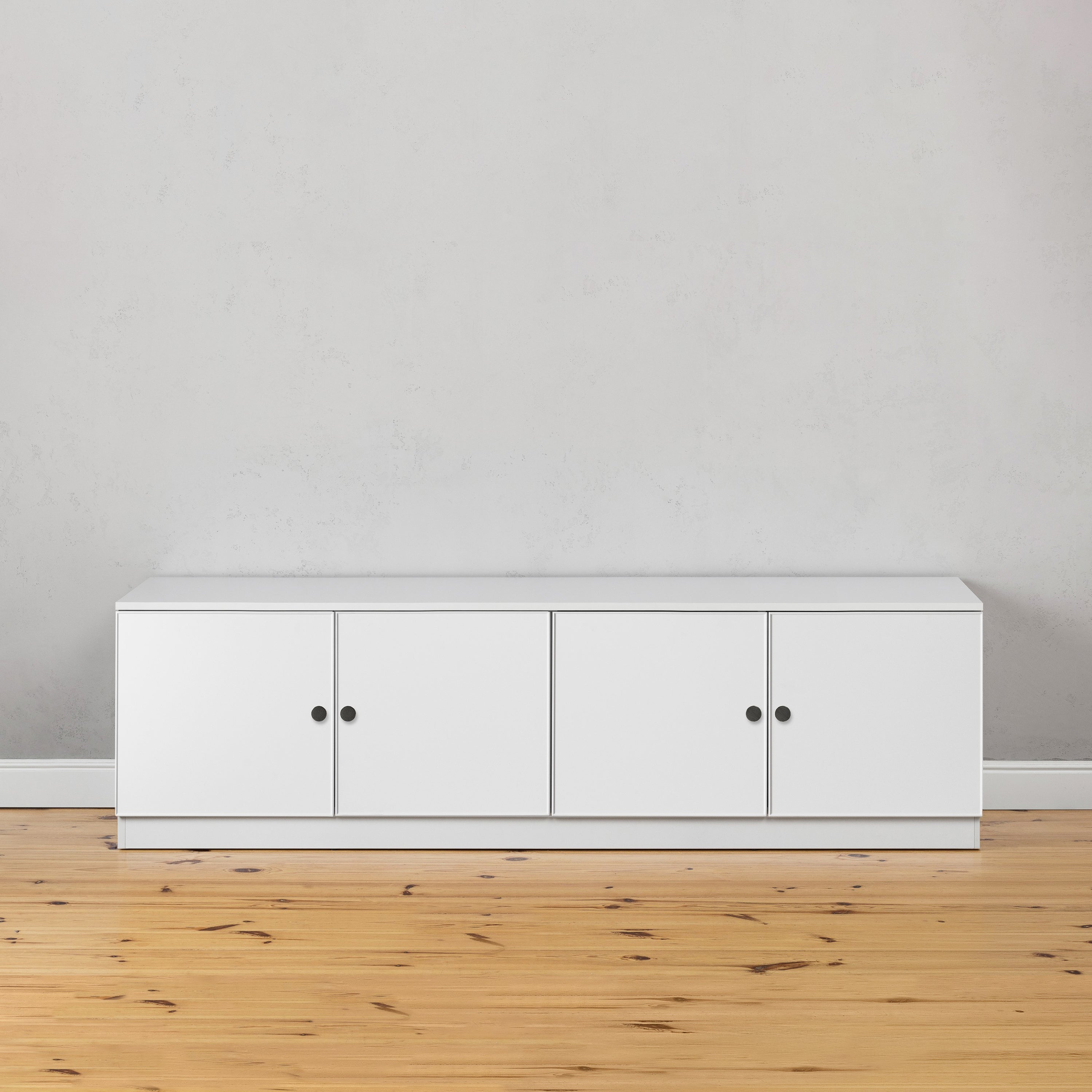 BUCHAREST TV UNIT- WHITE - SLIM - ROUND BLACK