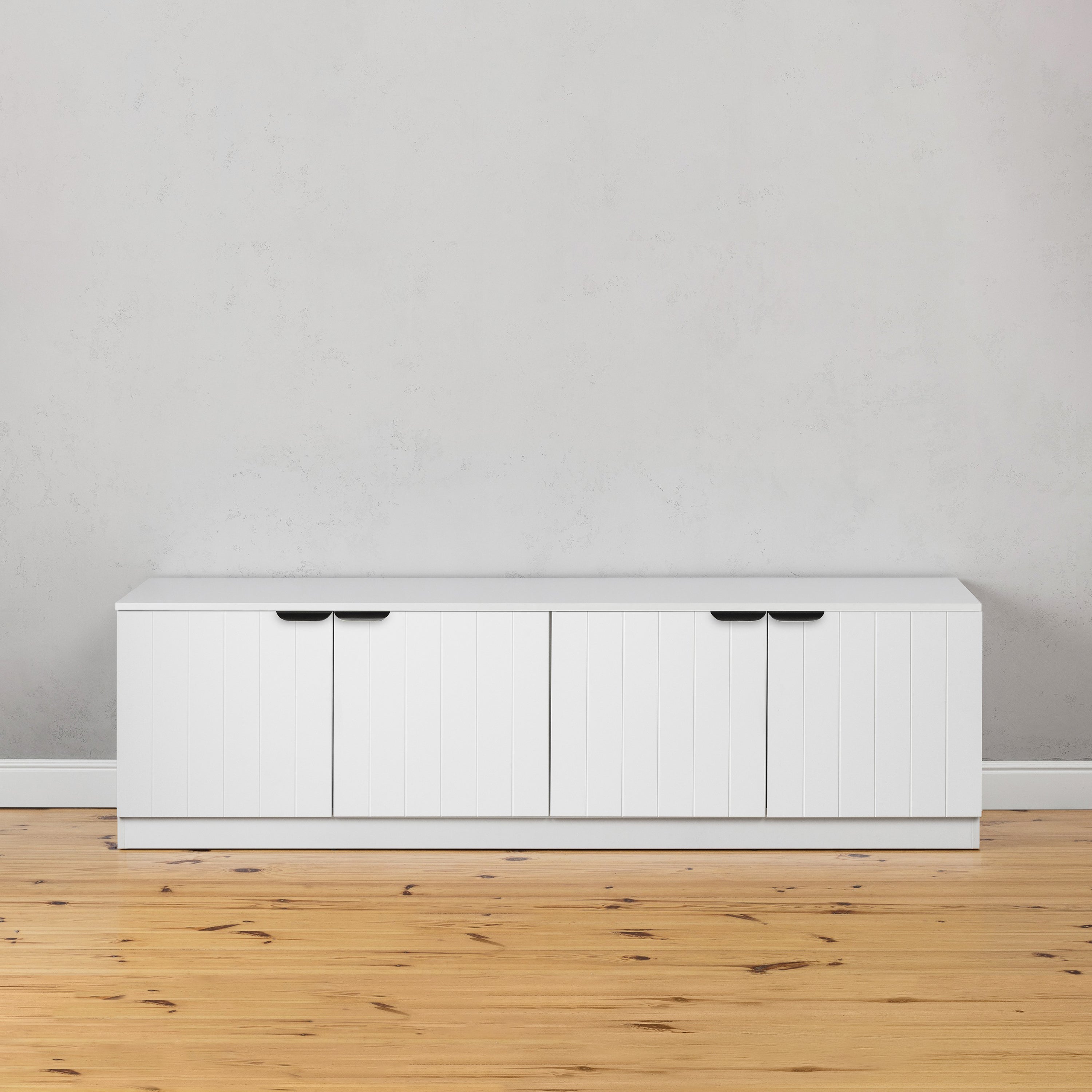 BUCHAREST TV UNIT- WHITE - VJ PANEL - PULL BLACK