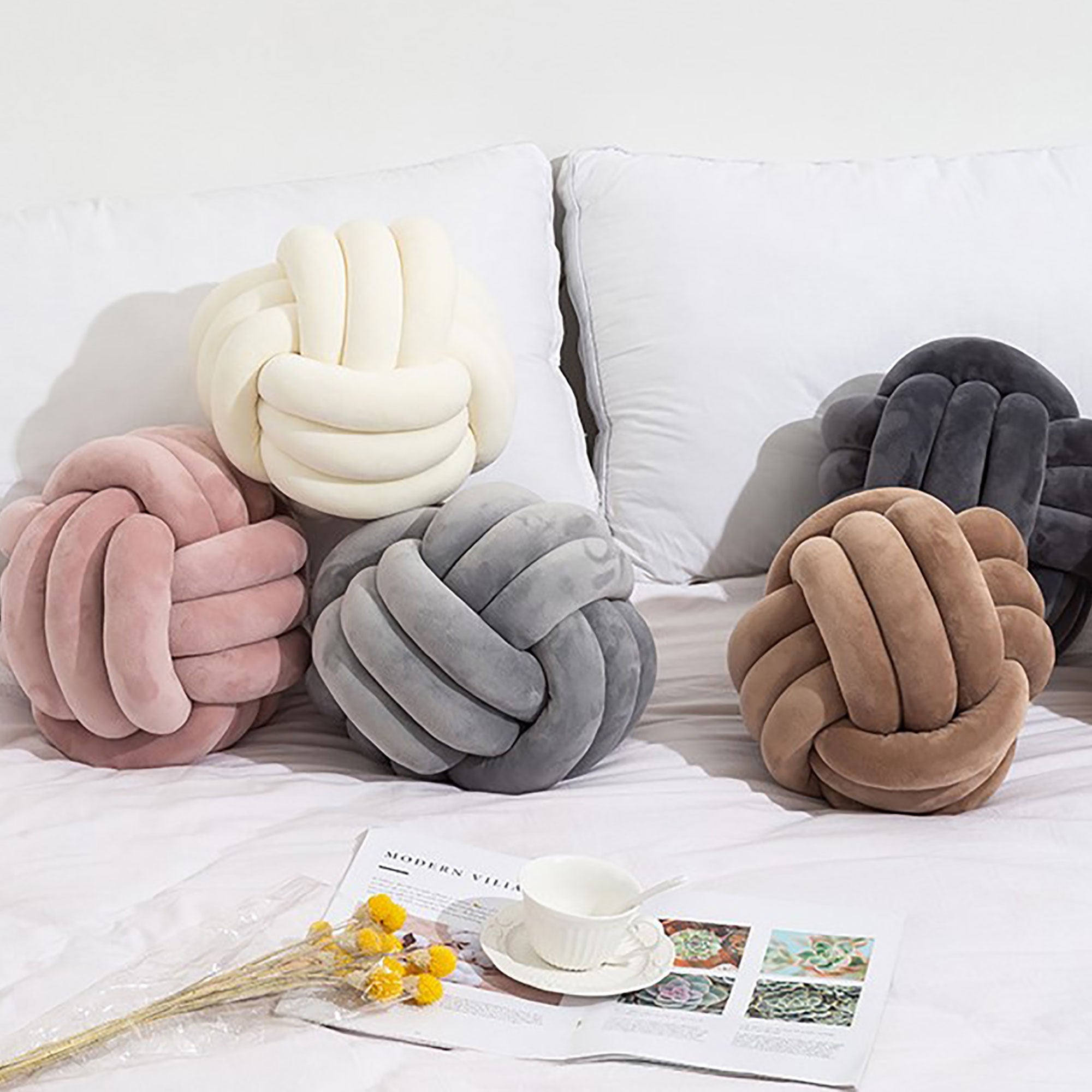 Cushion-Velvet Knot-Cream-30cm x 30cm