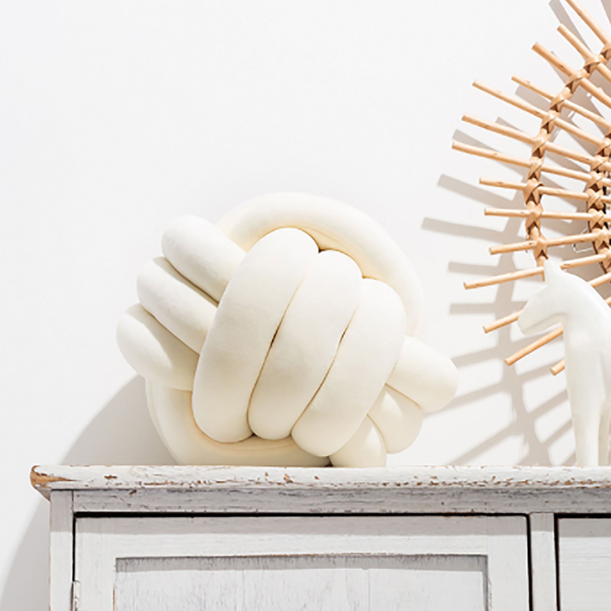 Cushion-Velvet Knot-Cream-30cm x 30cm