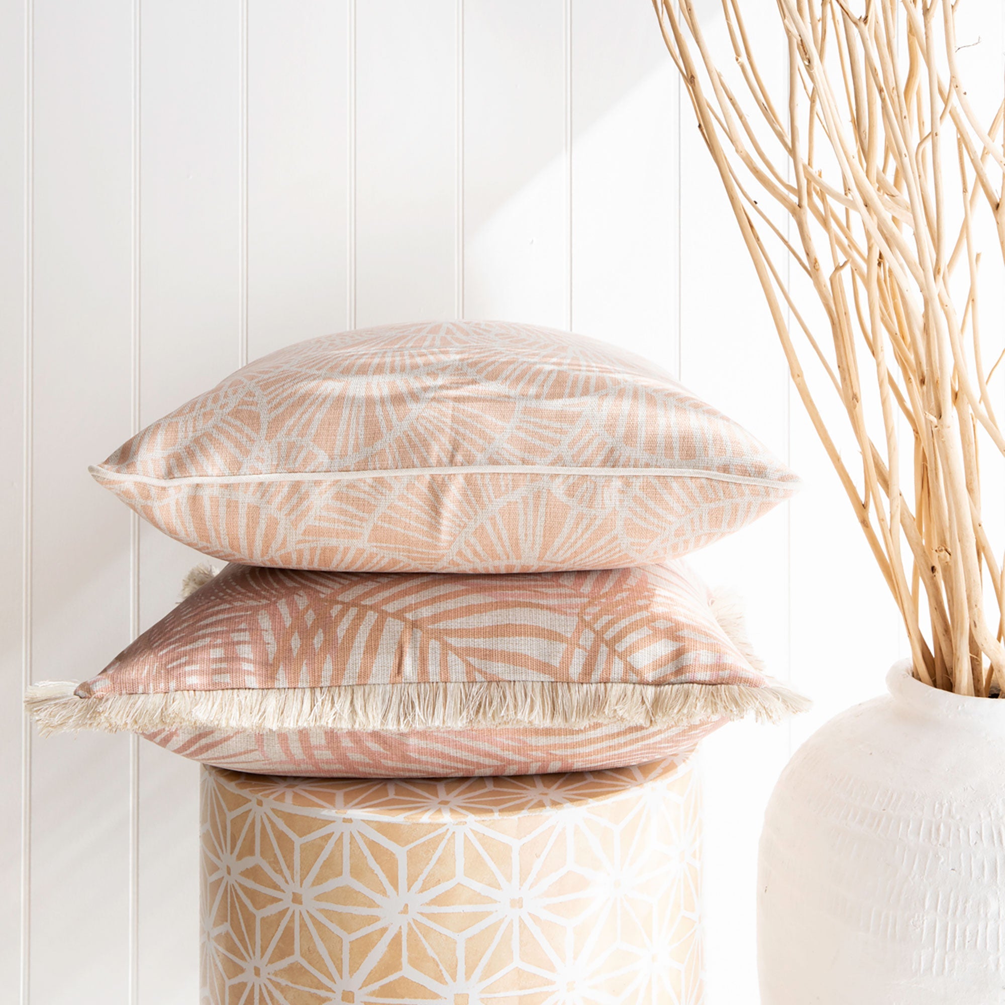 Cushion Cover-With Piping-Positano Blush-45cm x 45cm