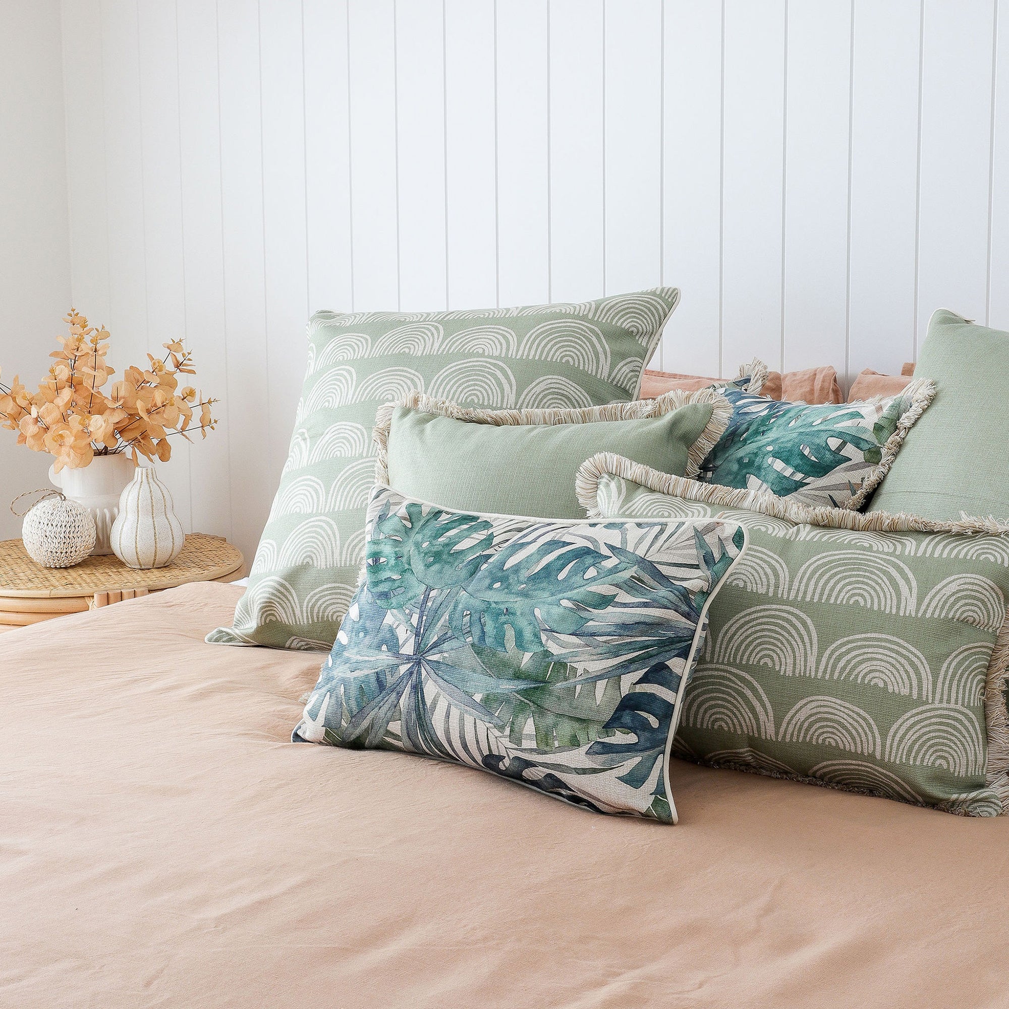 Cushion Cover-With Piping-Rainbows-Sage-60cm x 60cm