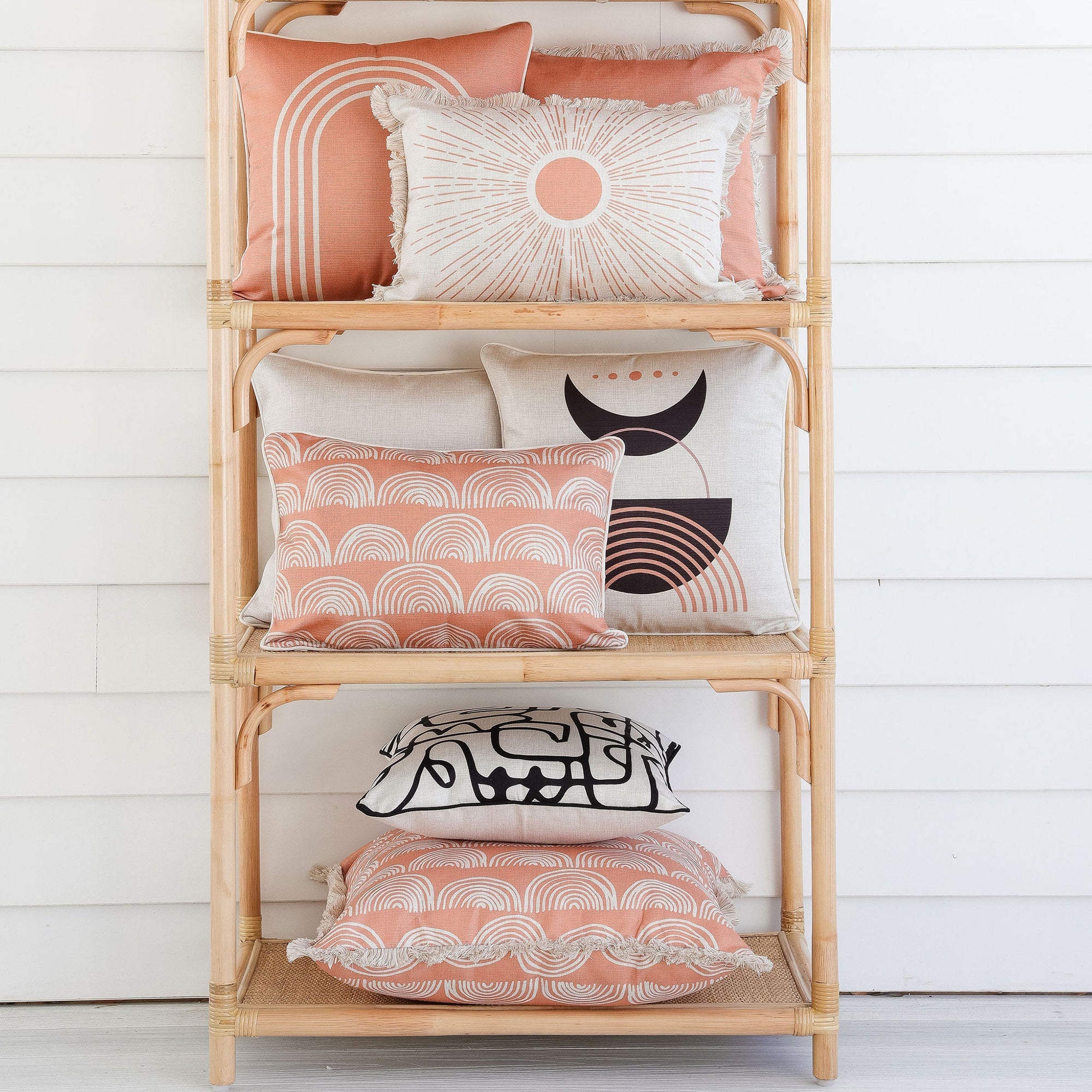 Cushion Cover-Coastal Fringe- Rainbows-Clay-60cm x 60cm