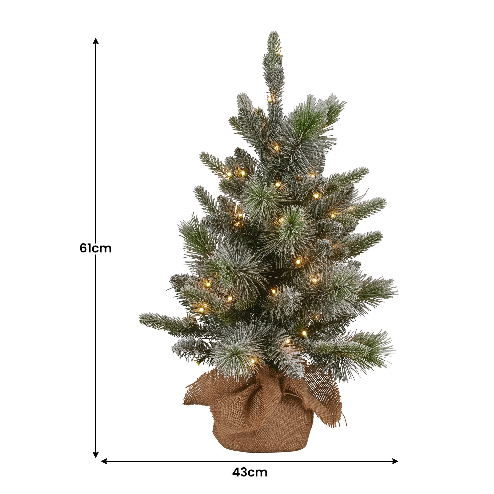 Christabelle 61cm Pre-Lit Snowy Stamford Spruce Battery-Operated Mini Christmas Tree Multi-Functional LED Timer