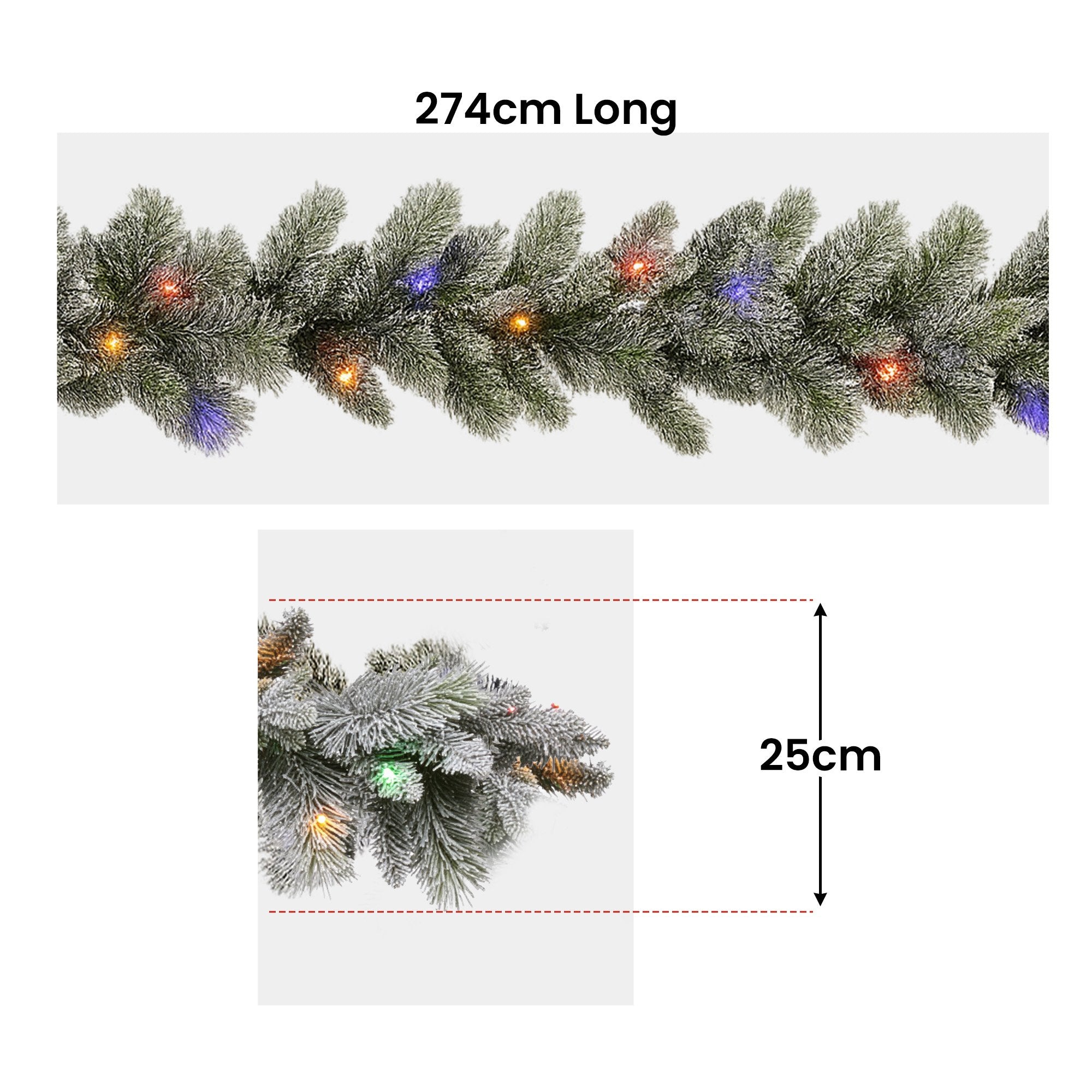 Christabelle 2.7m Christmas Garland Snowy with LED Lights Stamford Spruce Tree Decoration Ornament