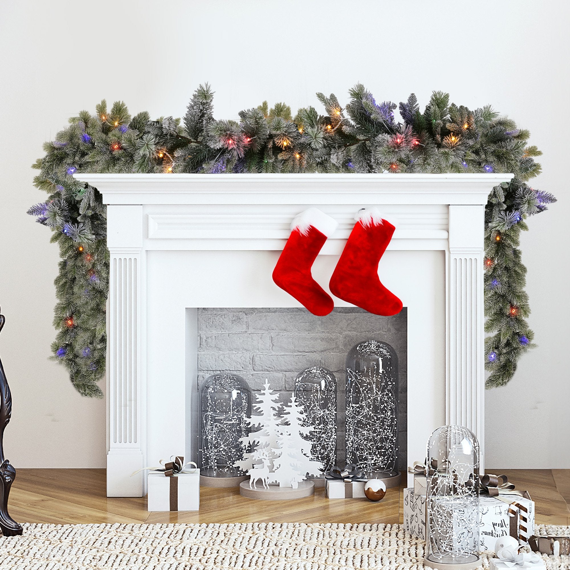 Christabelle 2.7m Christmas Garland Snowy with LED Lights Stamford Spruce Tree Decoration Ornament