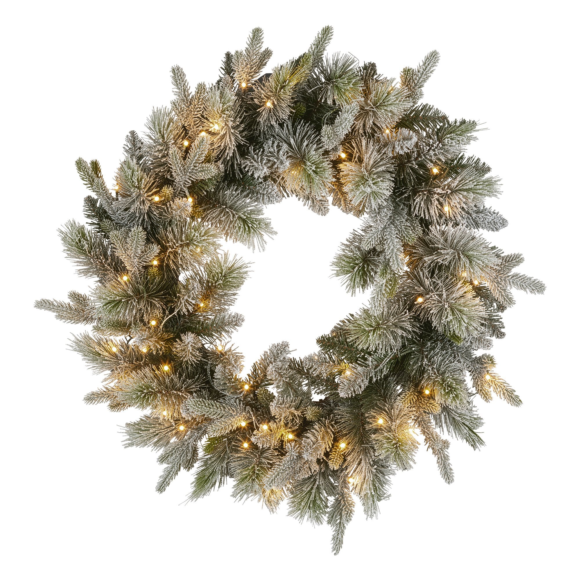 Christabelle 76cm Christmas Wreath Snowy Stamford Spruce with LED Lights Front Door Decoration Ornament