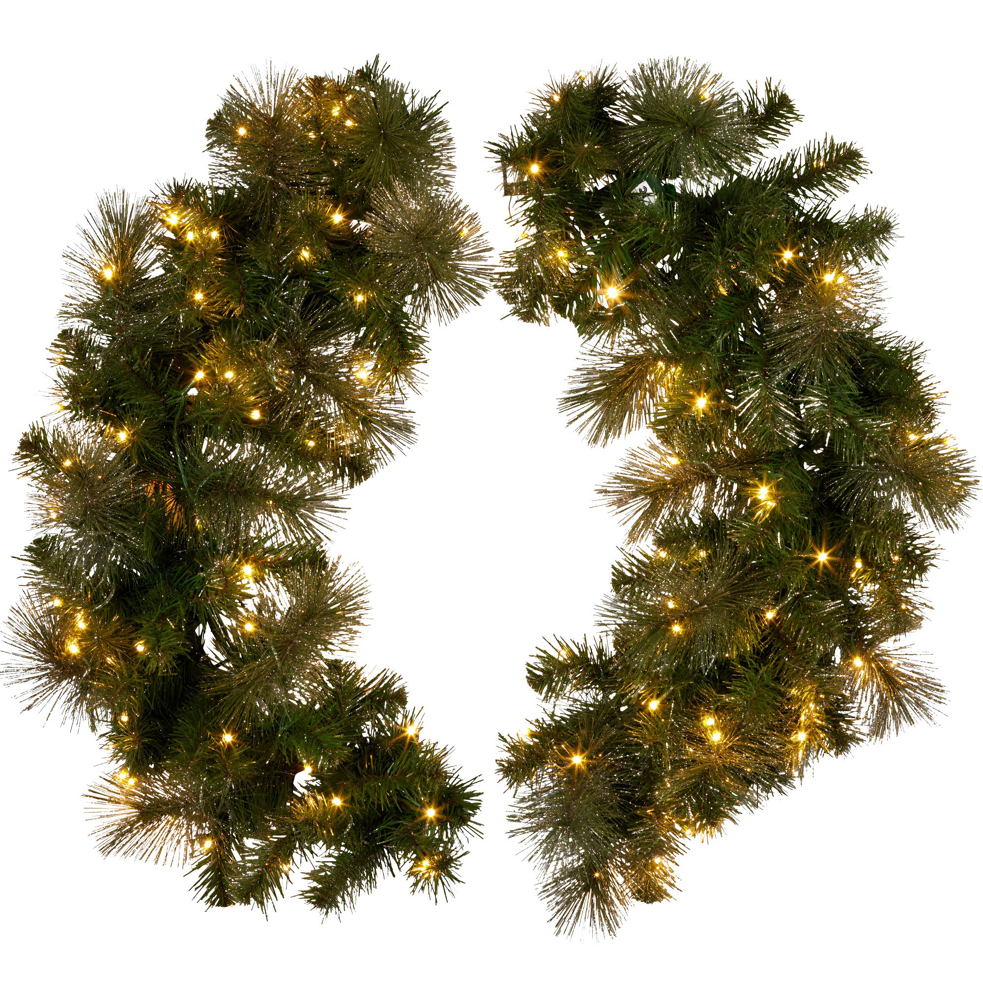 Christabelle 1.22m Split 2pc Christmas Wreath with LED Lights Pine Dual Front Doors Decoration Ornament
