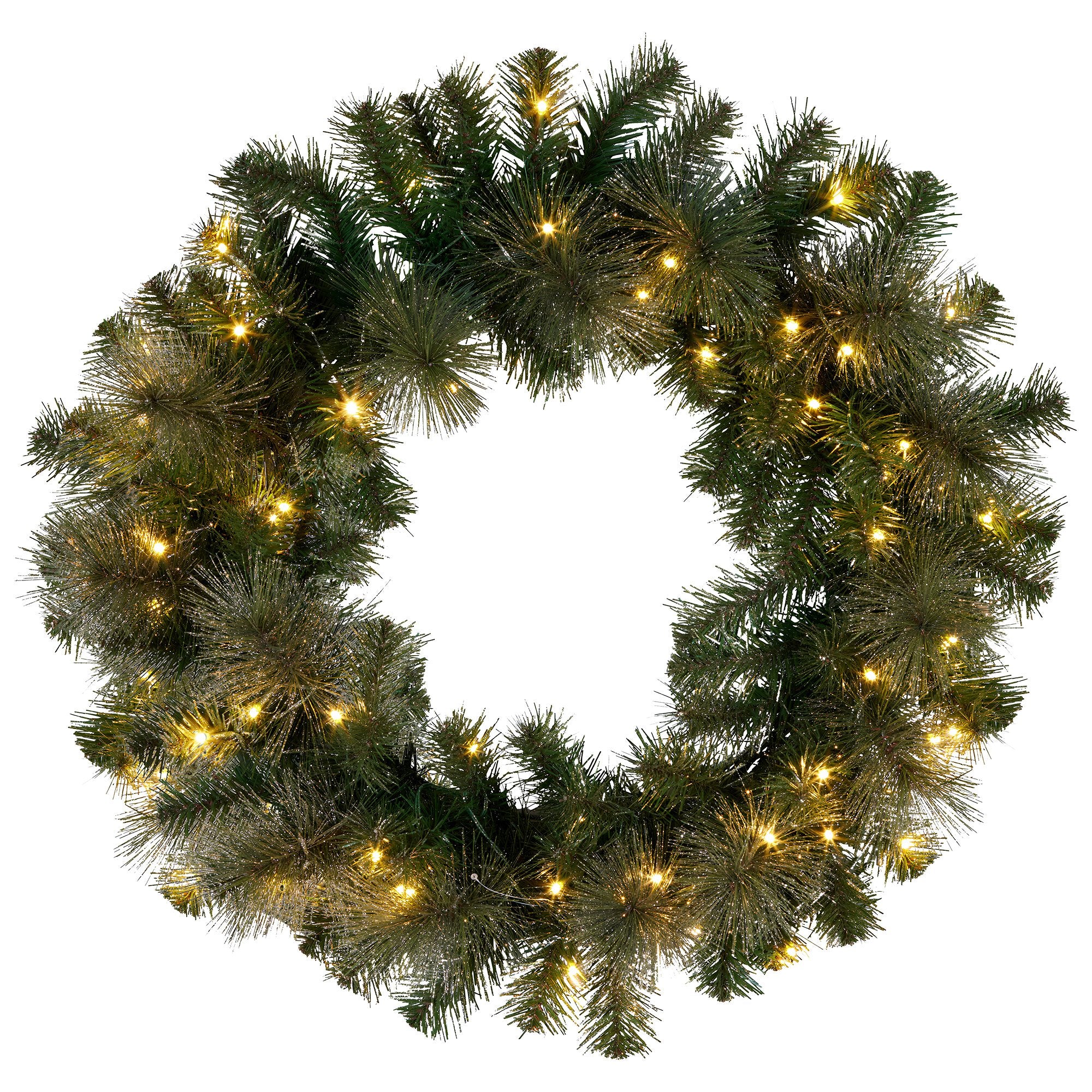 Christabelle 61cm Christmas Wreath with LED Lights Glittery Gold Pine re-Lit Front Door Decoration Ornament