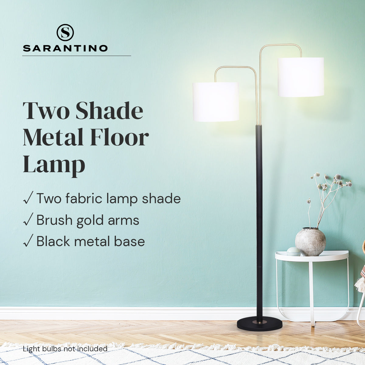 Sarantino Black/Brass Finish Reading Light Electric Table Lamp