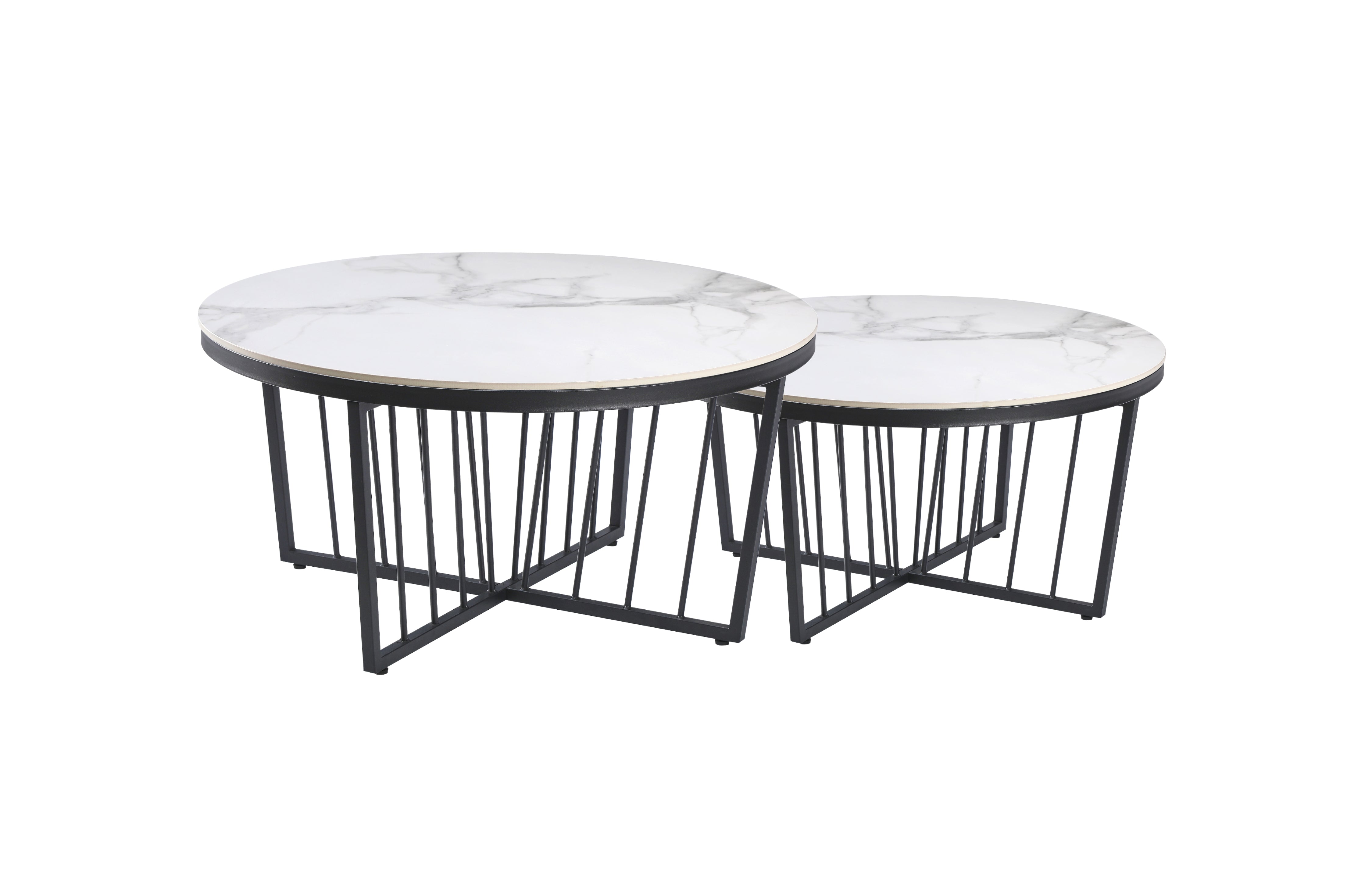 Salina Coffee Table 90cm Black Base - White Marble
