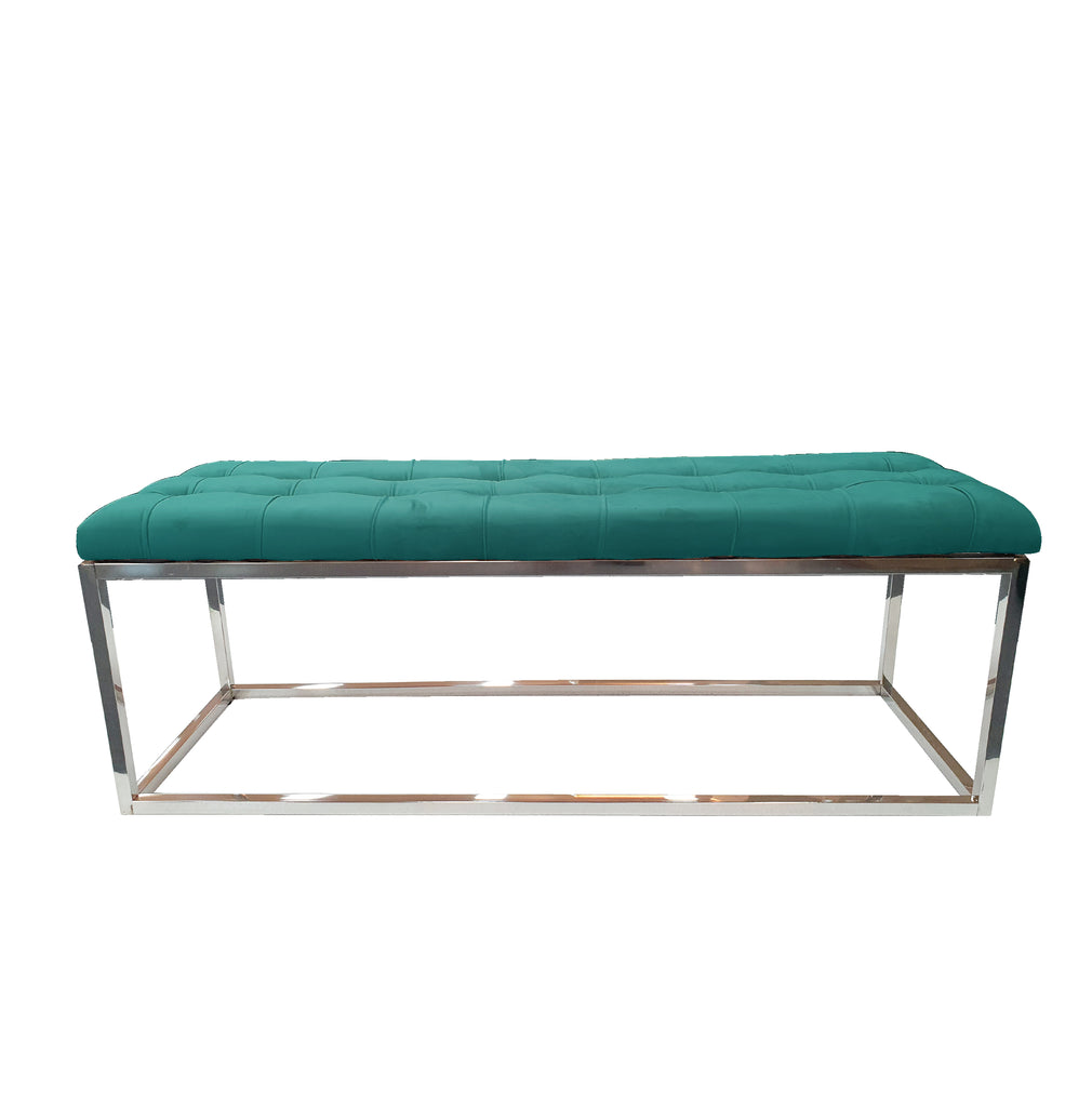 Holly Ottoman Silver Base - Green Seat