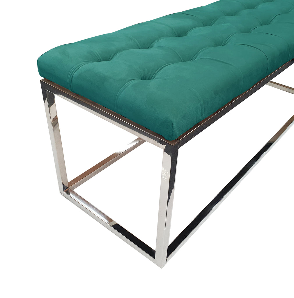 Holly Ottoman Silver Base - Green Seat