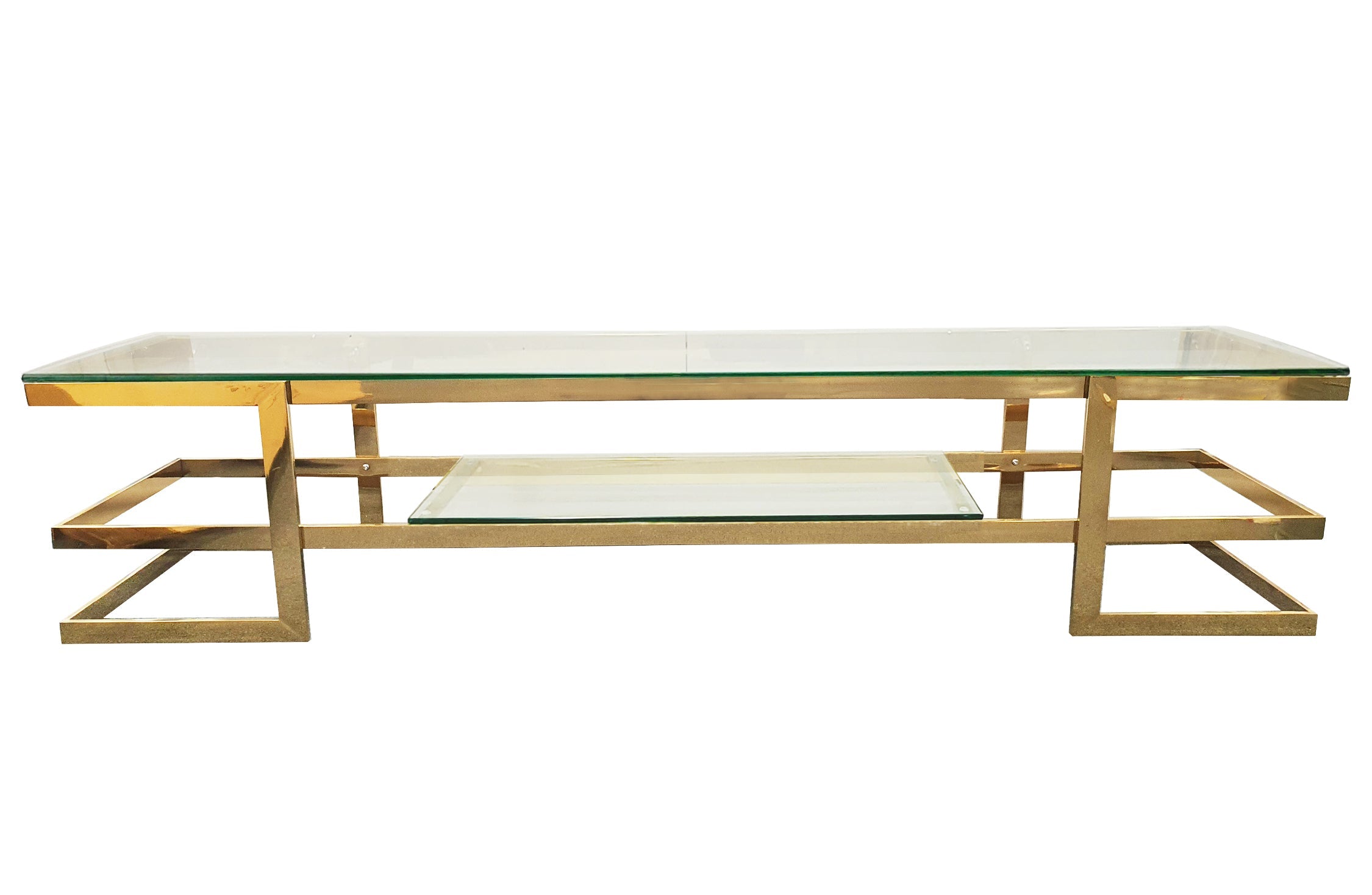 Alexa Gold TV Unit - Clear Glass