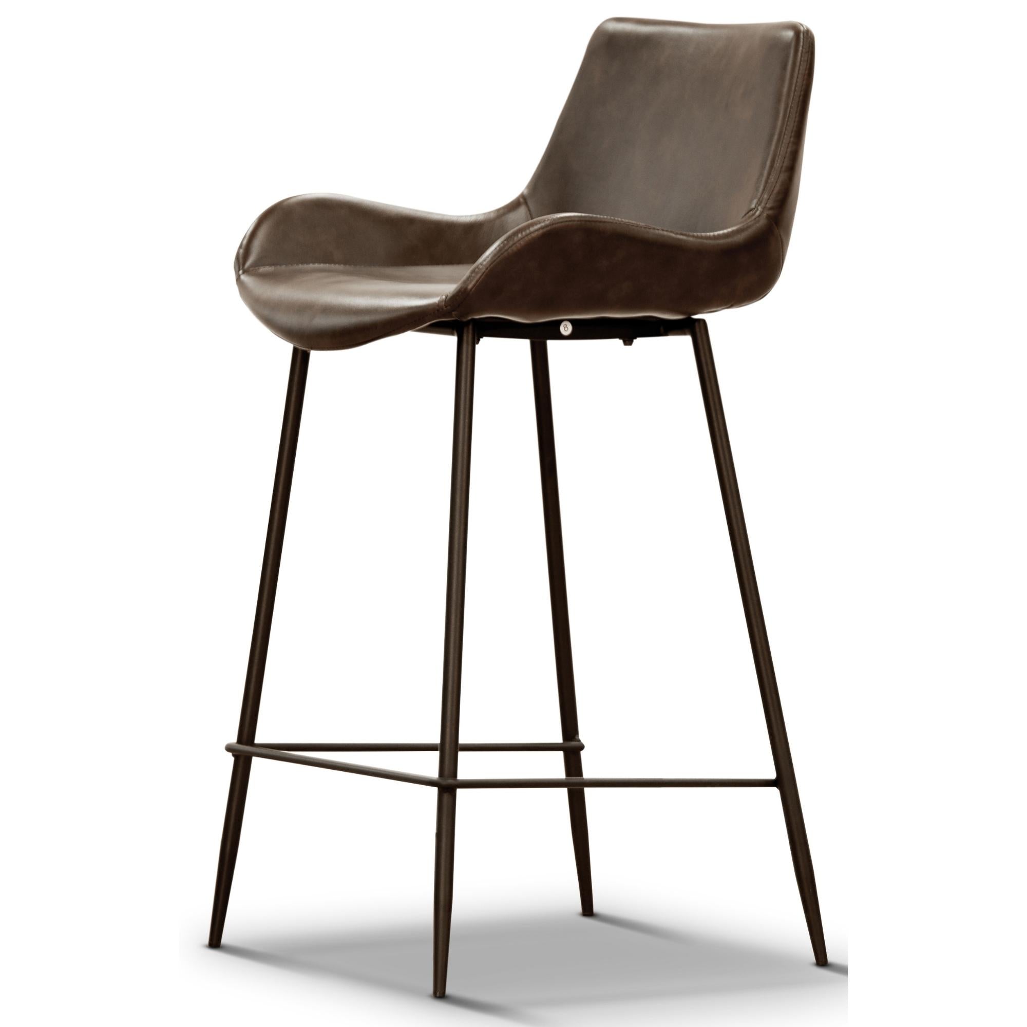 Brando Set of 8 PU Leather Upholstered Bar Chair Metal Leg Stool - Brown