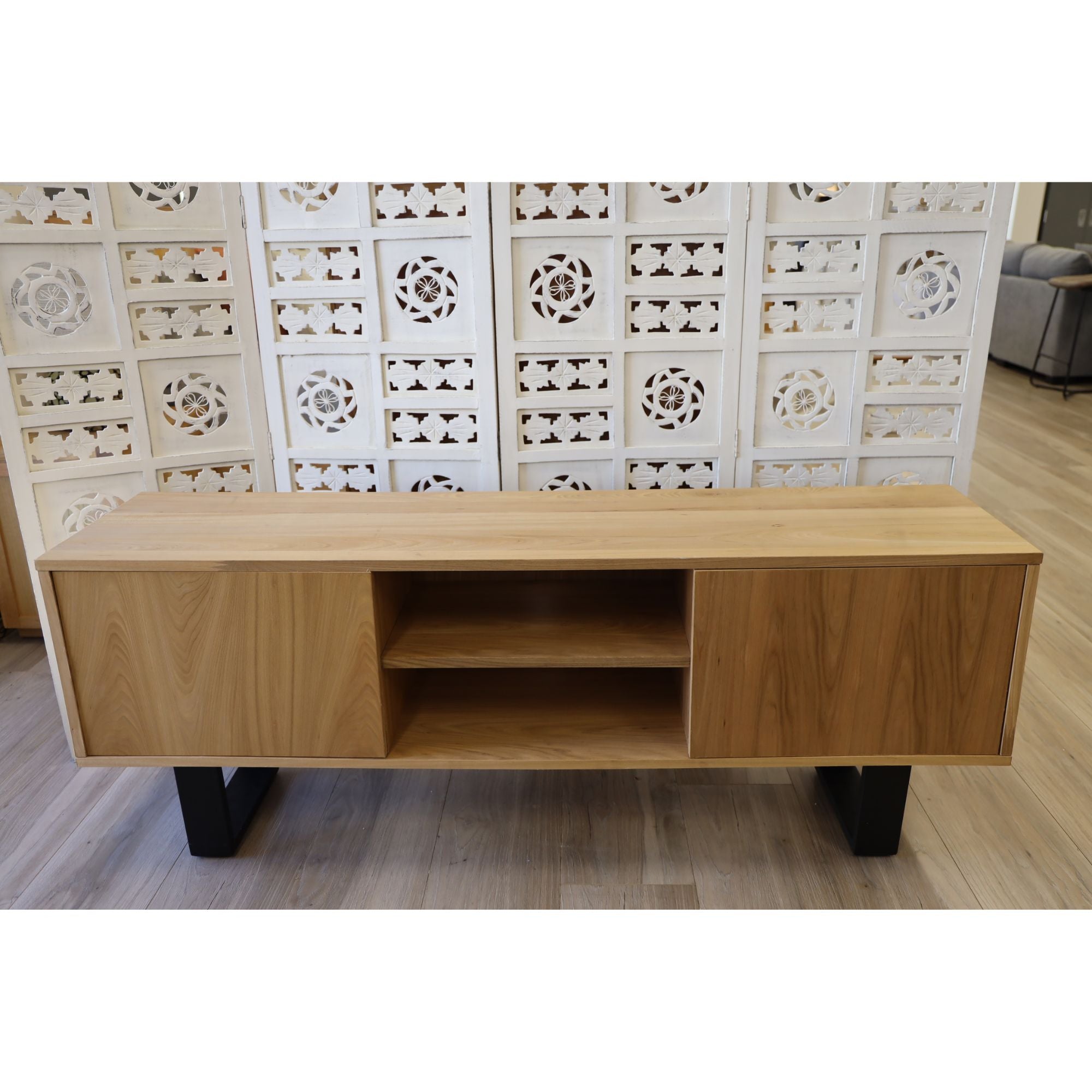 Petunia ETU Entertainment TV Unit 160cm Elm Timber Wood 2 Door - Natural