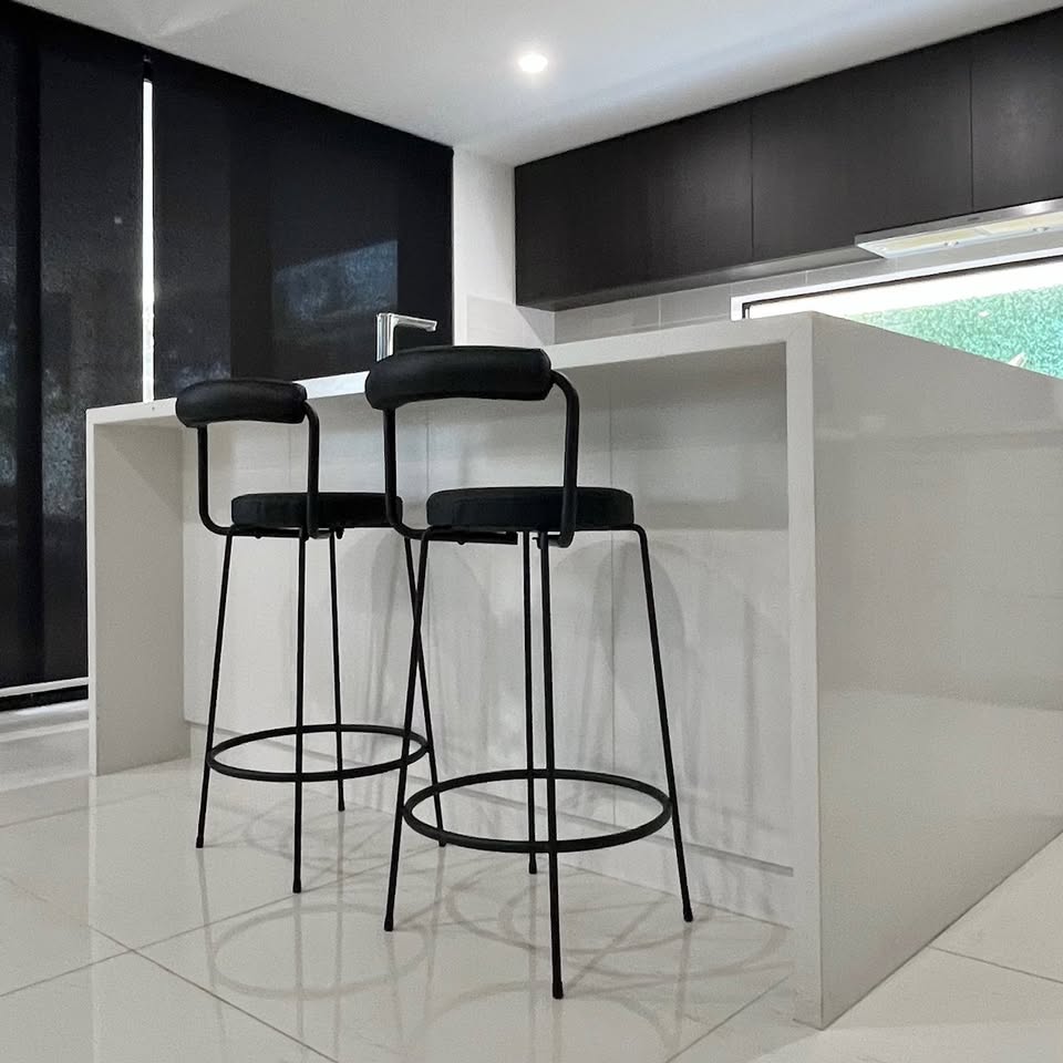 Interior Ave - Calipo Black Leather Kitchen Bar Stool - Set of 2