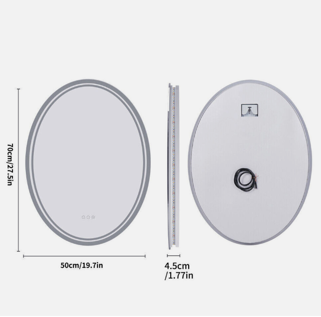 Interior Ave - 50 x 70cm Oval Frameless LED Bathroom Mirror