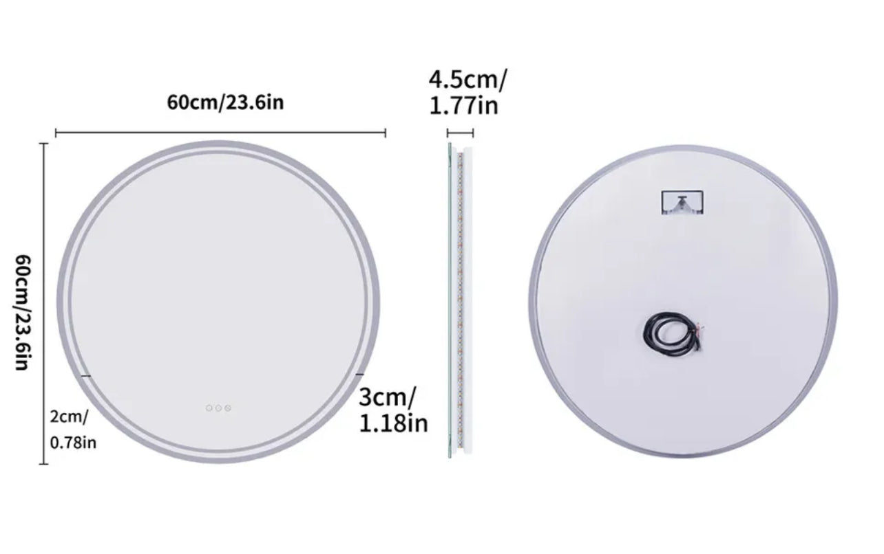 Interior Ave - 60cm Round Frameless LED Bathroom Mirror