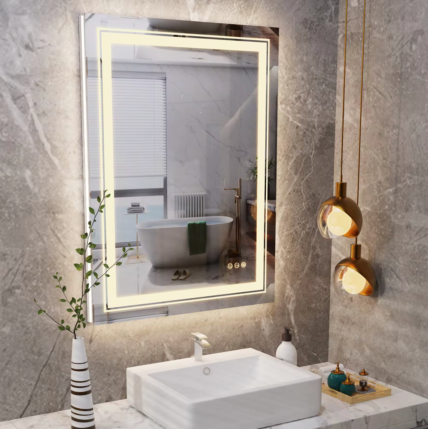 Interior Ave - 50 x 70cm Rectangle Frameless LED Bathroom Mirror