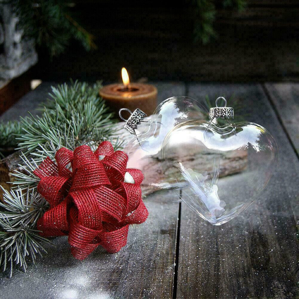 5 Pack Iridescent Glass Heart Ornaments Fillable Baubles for Christmas Party Wedding DIY Craft Decorations