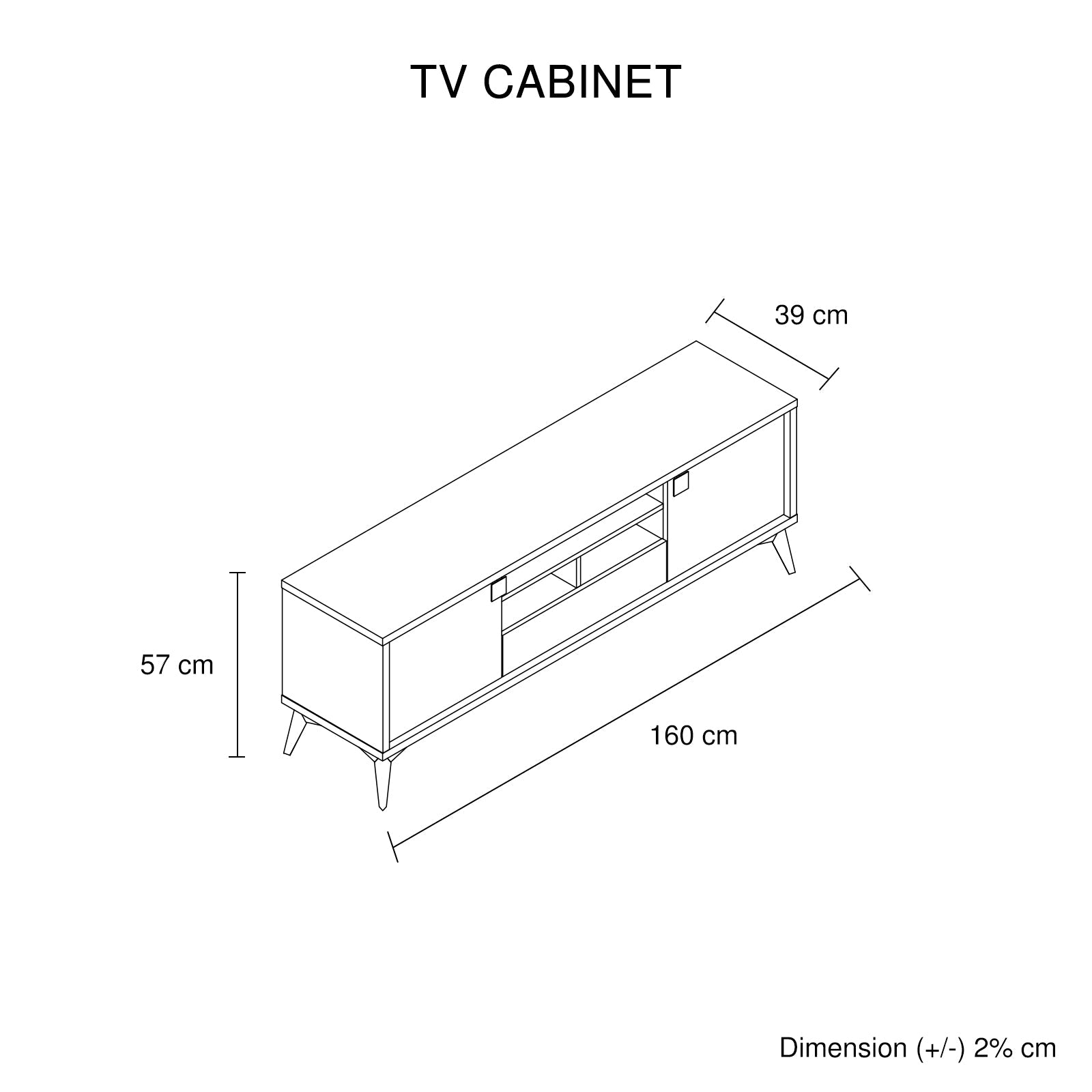 TV Cabinet with Storage Drawer Open Shelve Cabinet MDF in Champagne Colour