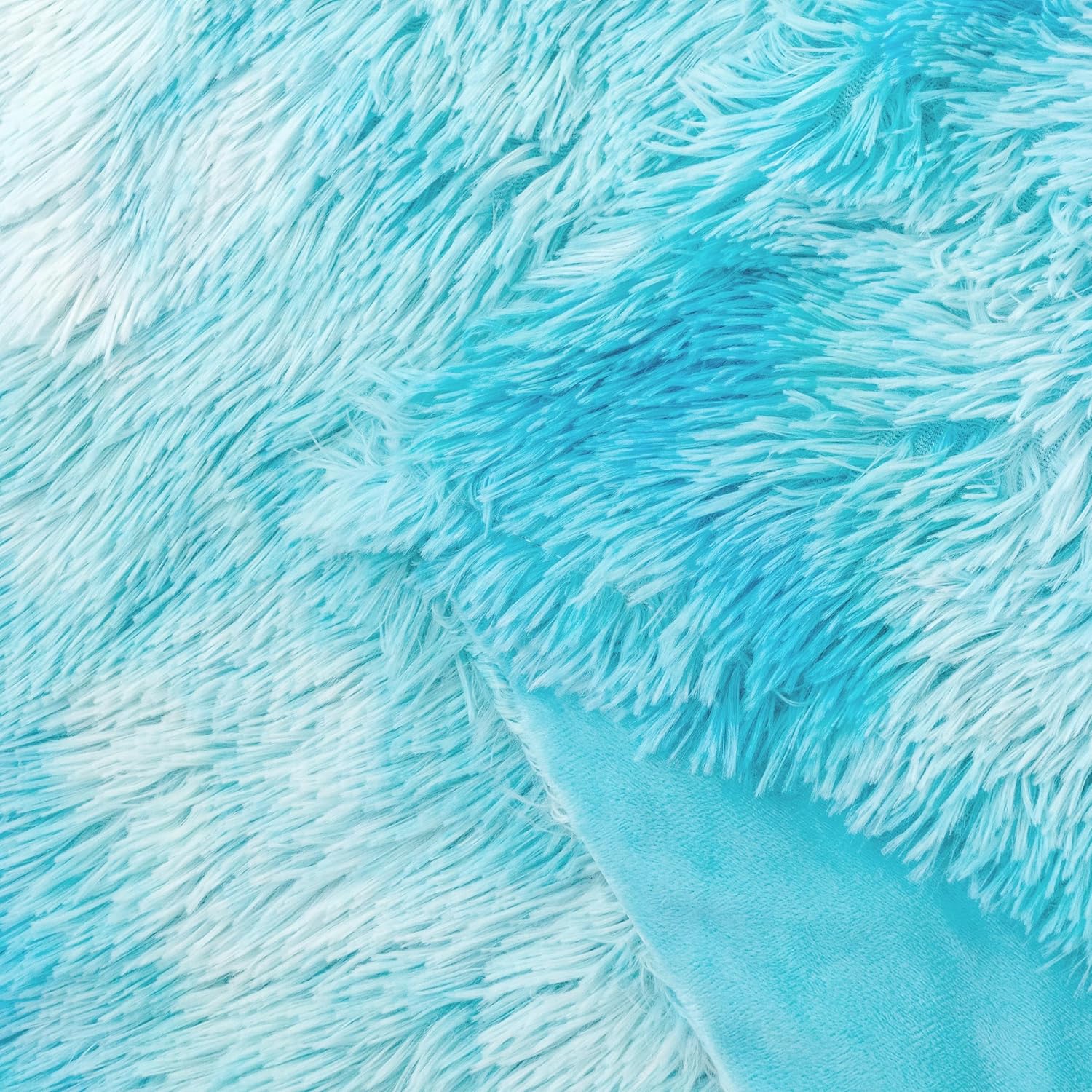 Double Sided Fx Fur Shaggy Throw Blanket - Blue