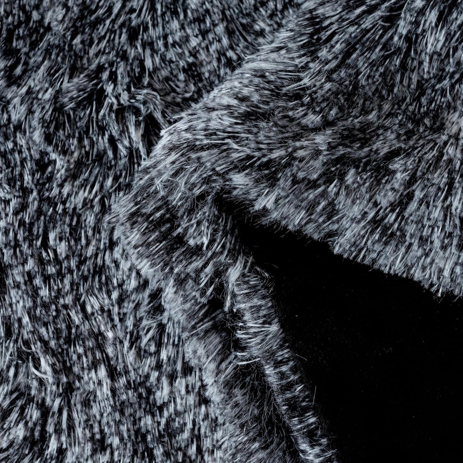 Double Sided Fx Fur Shaggy Throw Blanket - Charcoal
