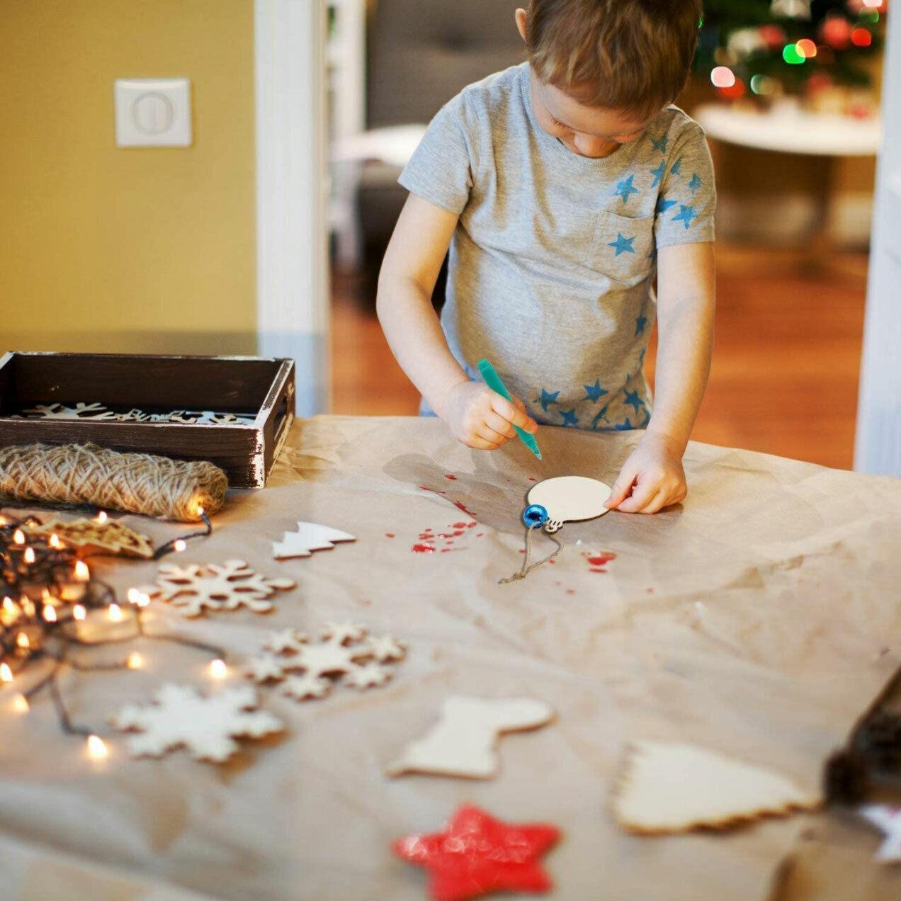 Wooden Christmas Hanging Ornament for Tree DIY Craft Decoration 10pcs - Deer02