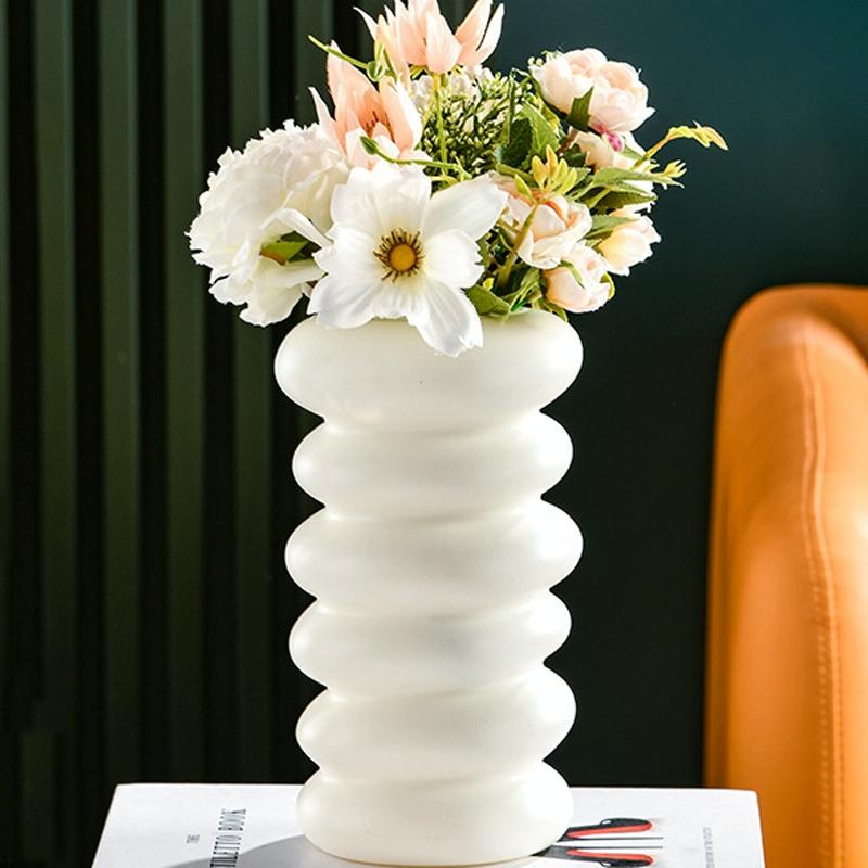 Imitation Glaze Porcelain Spiral Vase for Wet & Dry Flower Arrangements - Dark Green