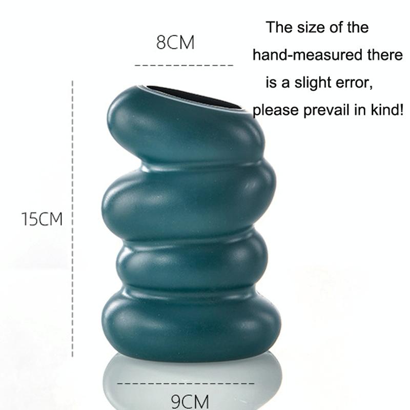 Imitation Glaze Porcelain Spiral Vase for Wet & Dry Flower Arrangements - Dark Green