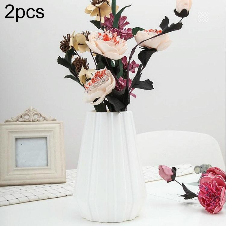 2-piece Plastic Vase for Creative Flower Arrangements - Milk White