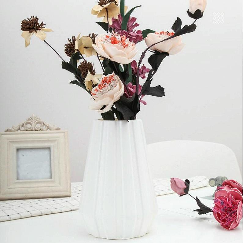 2-piece Plastic Vase for Creative Flower Arrangements - Milk White