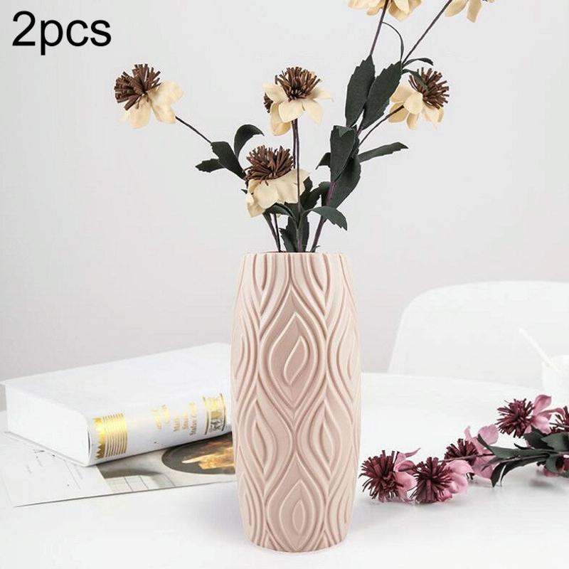 2-piece Plastic Vase Set for Creative Flower Arrangements Wet and Dry Decor - Blue